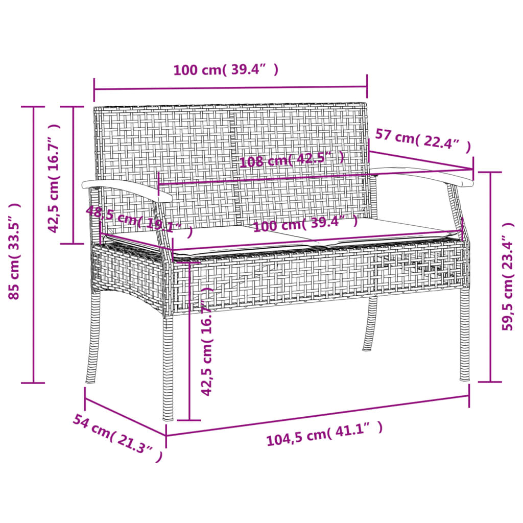 4-Delige Tuinset Met Kussens Poly Rattan Grijs