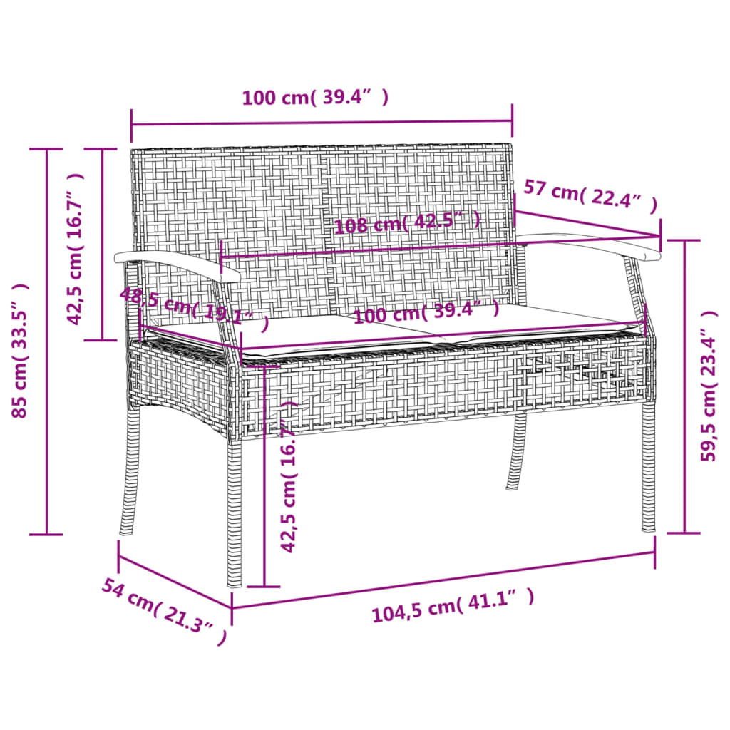 5-Delige Tuinset Met Kussens Poly Rattan Grijs