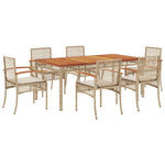 7-Delige Tuinset Met Kussens Poly Rattan Beige