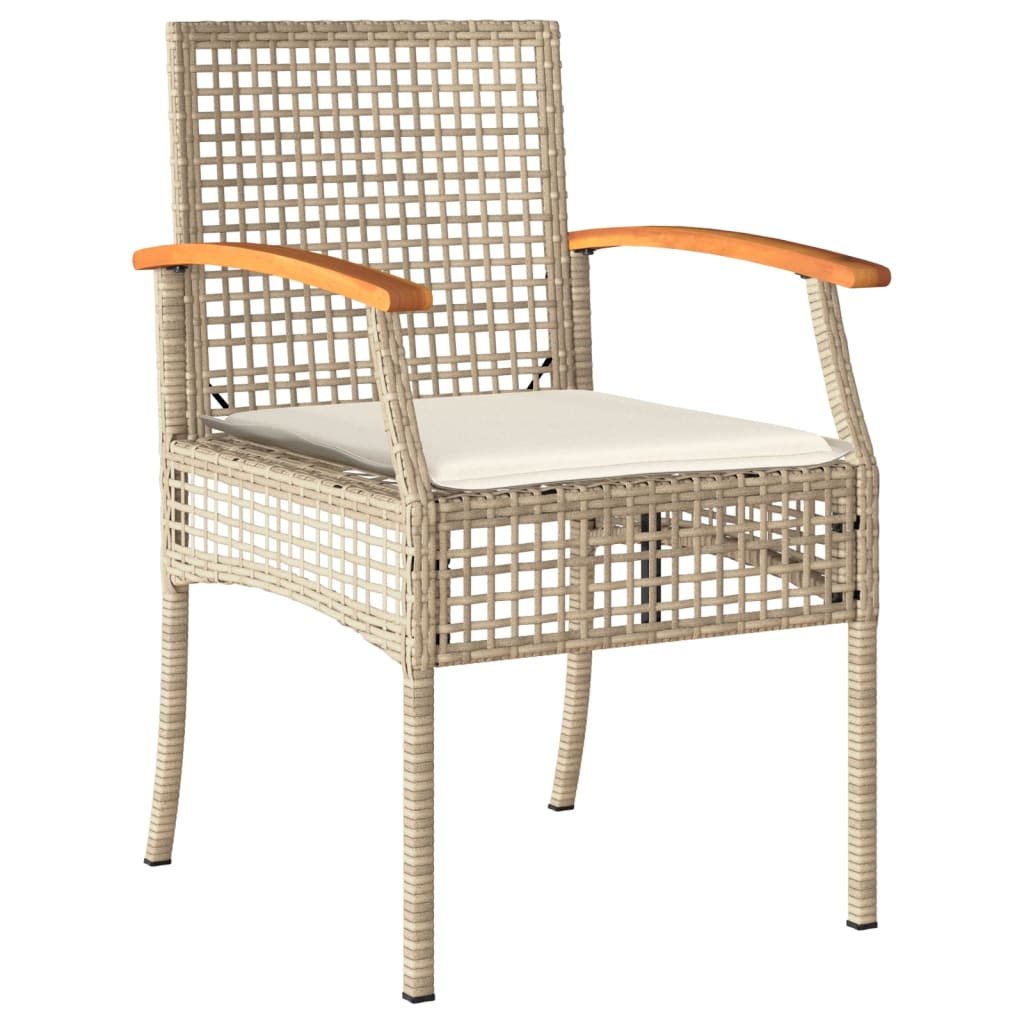 7-Delige Tuinset Met Kussens Poly Rattan Beige