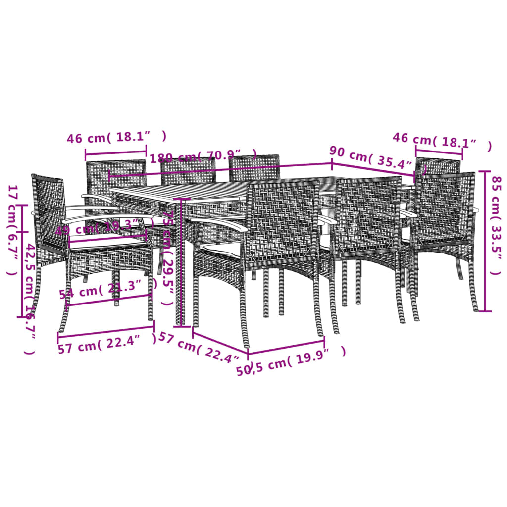 9-Delige Tuinset Met Kussens Poly Rattan Beige