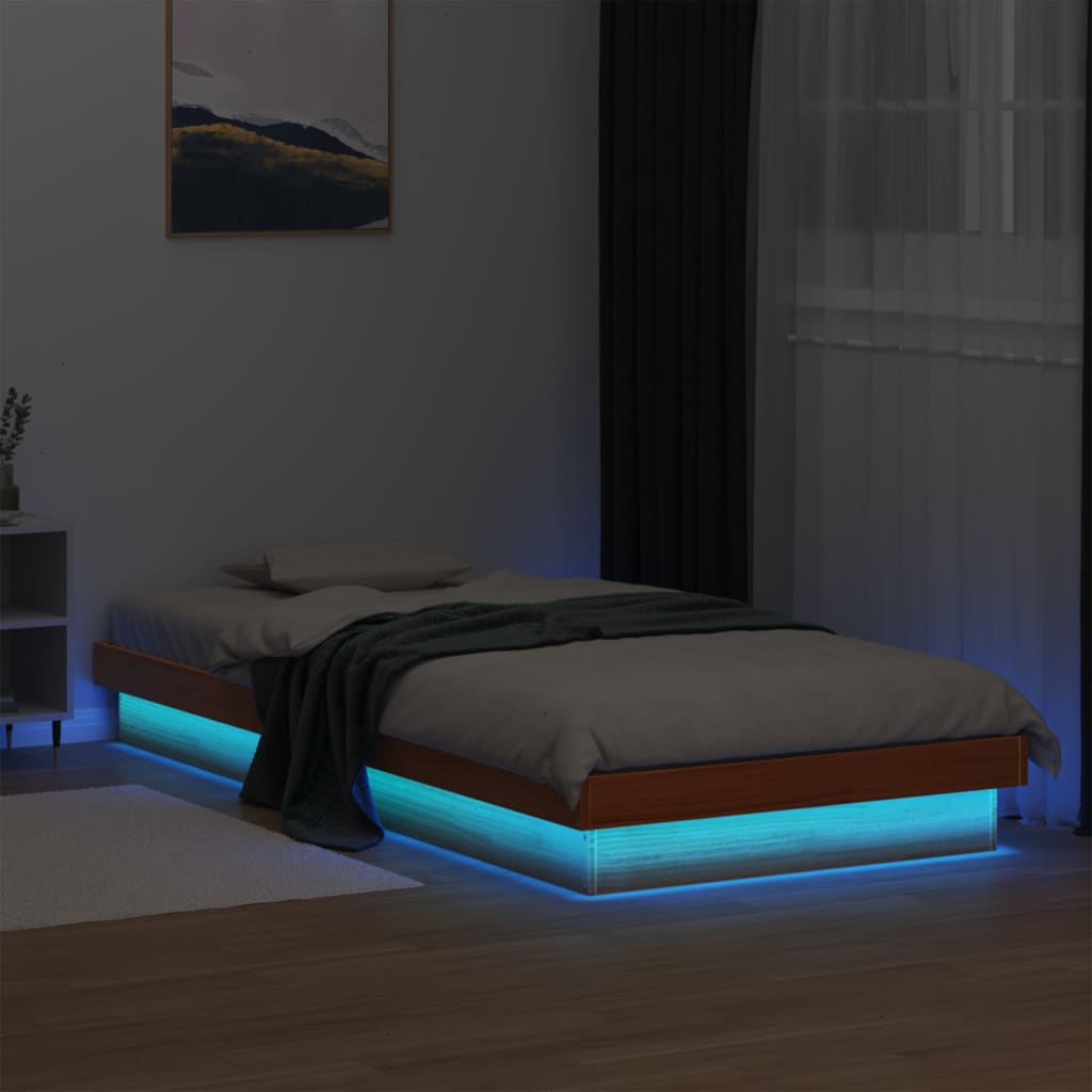 Bedframe Led Massief Hout