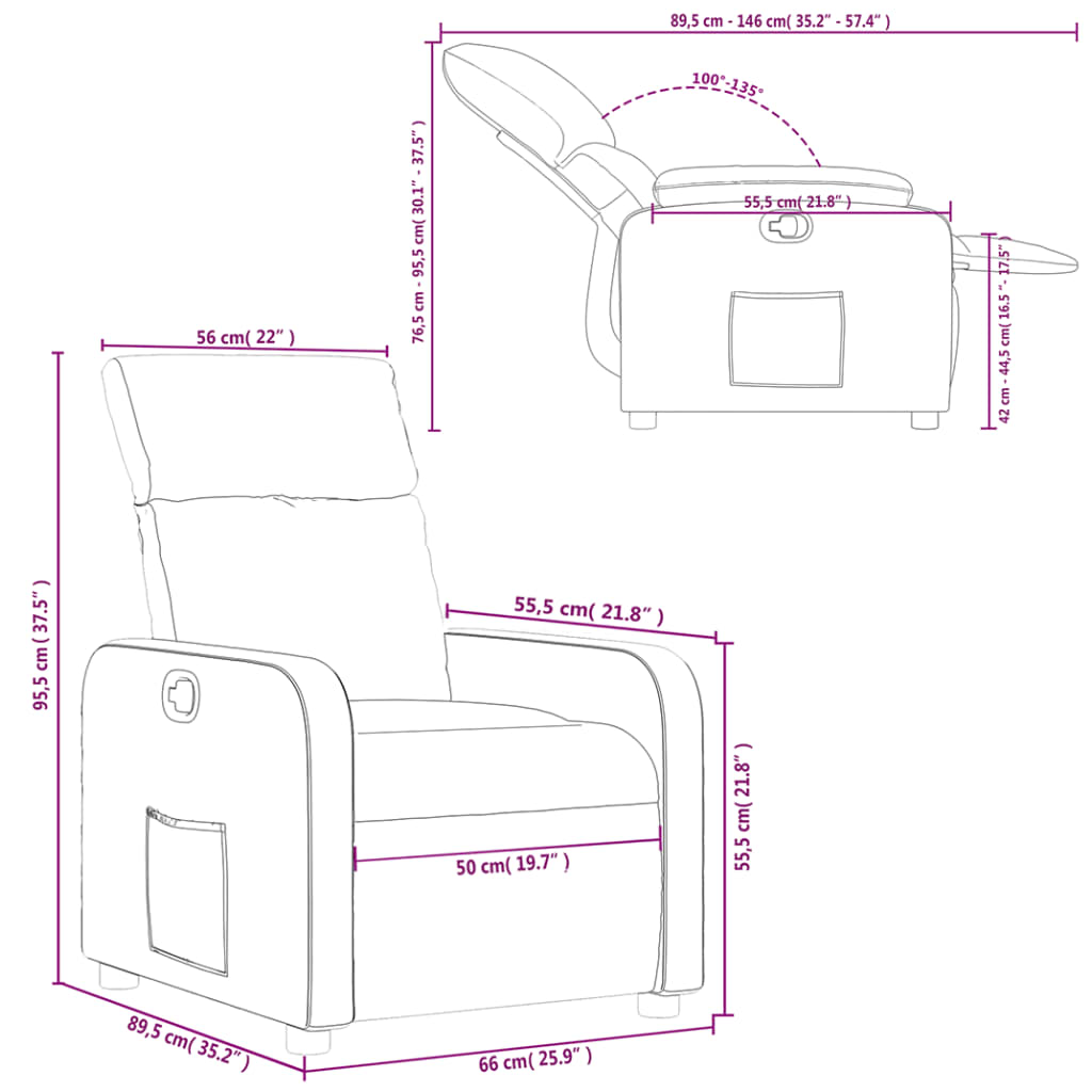 Fauteuil Verstelbaar Stof Bruin