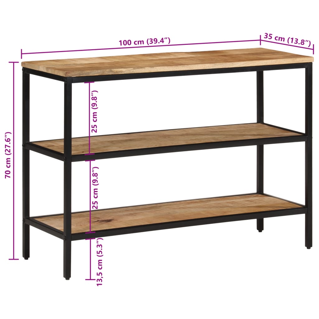 Wandtafel Massief Ruw Mangohout