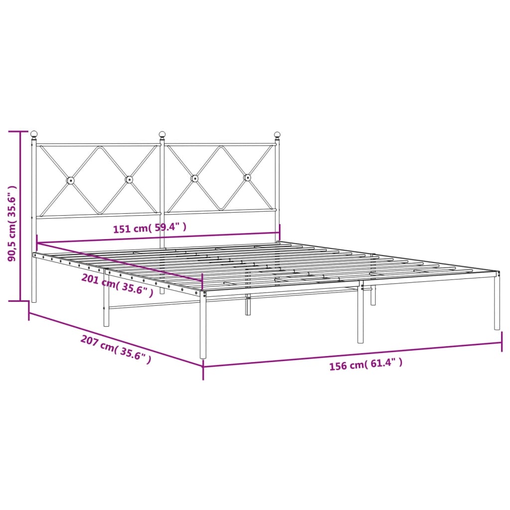 Bedframe Metaal Zwart