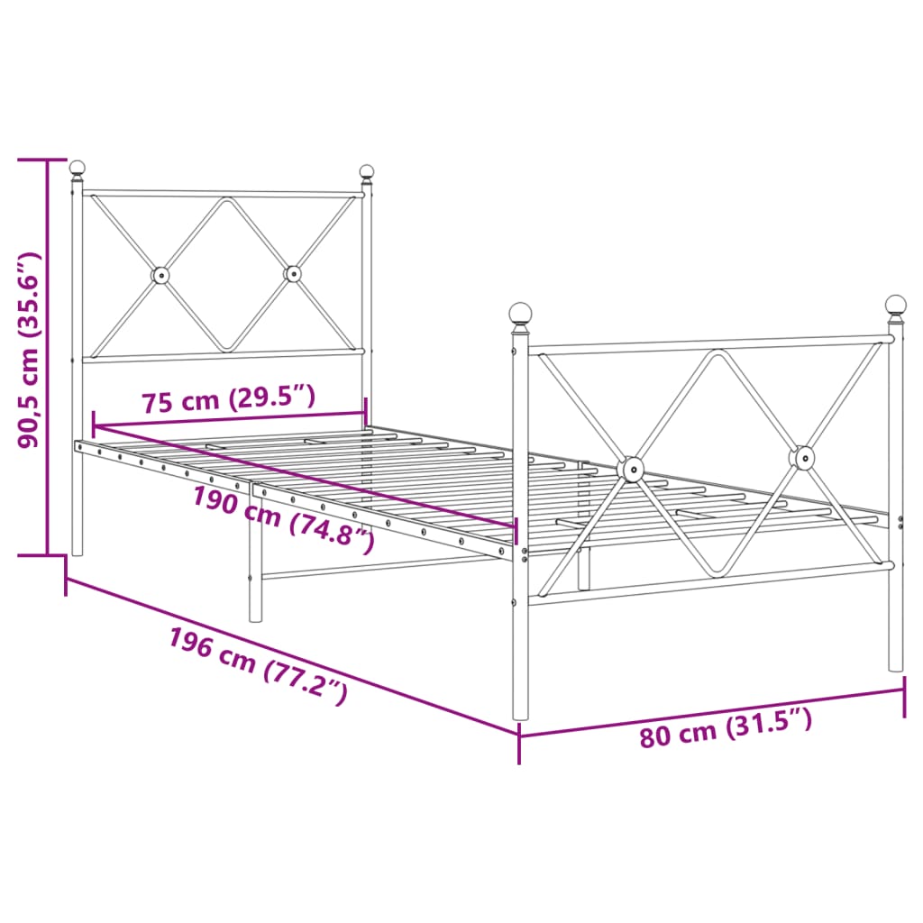 Bedframe Met Hoofd- En Voeteneinde Metaal