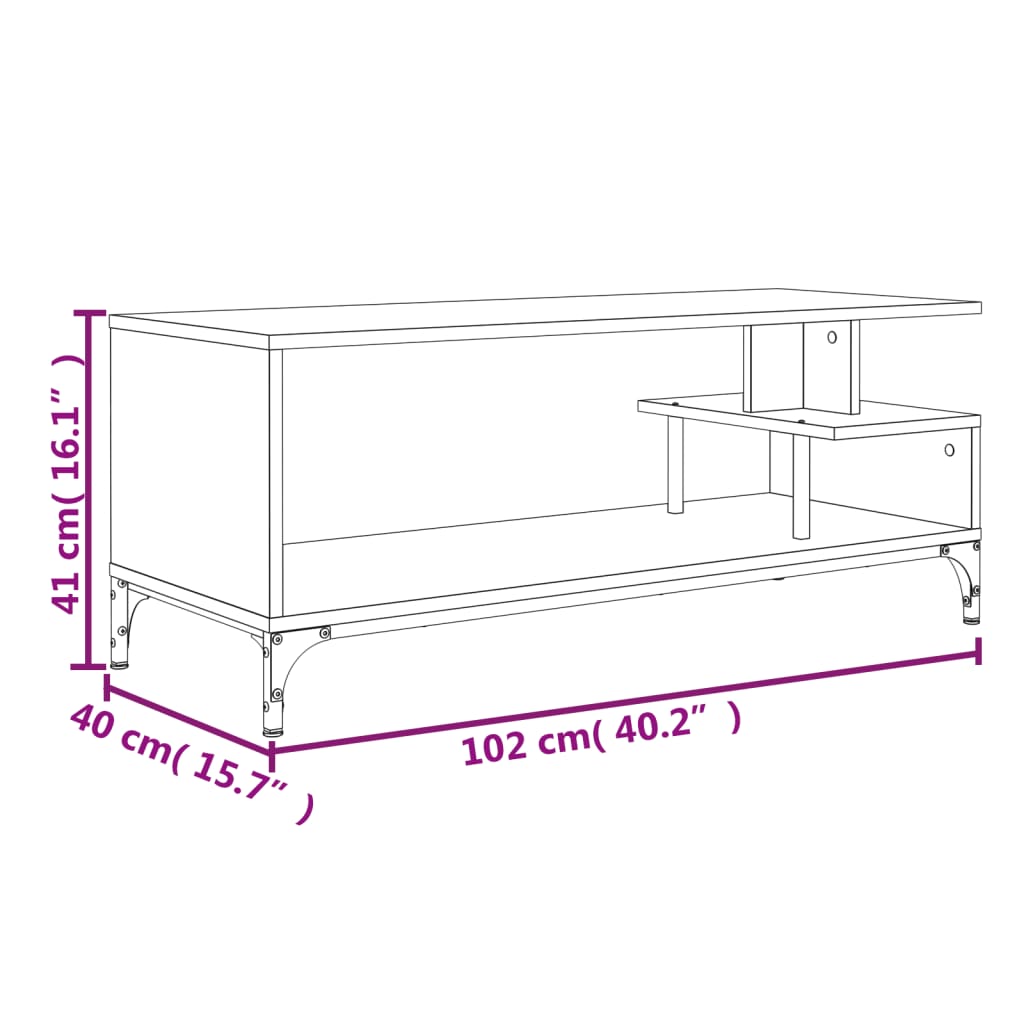 Tv-Meubel 02X40X4 Cm Hout En Gepoedercoat Staal