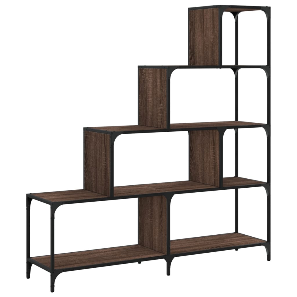 Boekenkast 4-Laags 139X33,5X149 Cm Bewerkt Hout Bruin Eiken