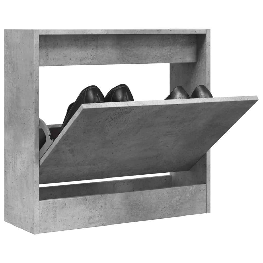 Schoenenkast 80X21X87,5 Cm Bewerkt Hout Betongrijs