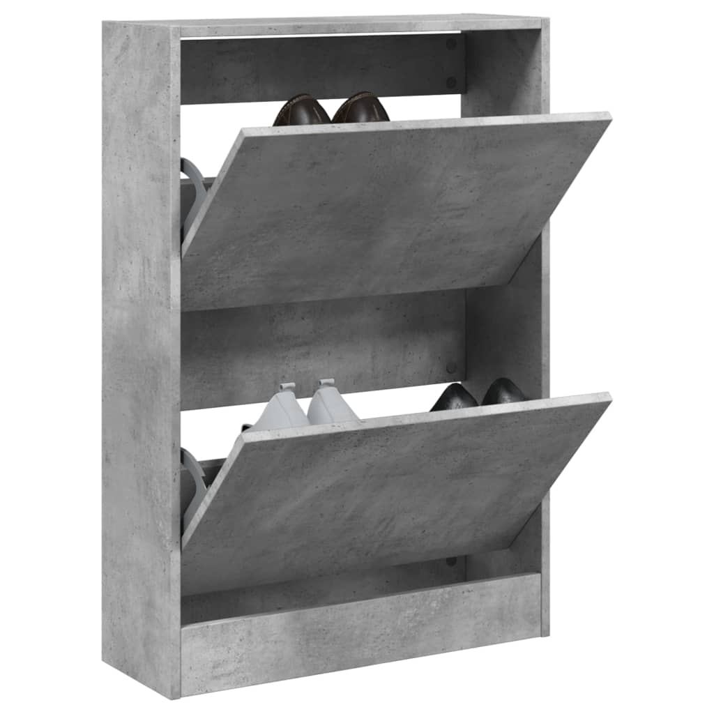 Schoenenkast 80X21X87,5 Cm Bewerkt Hout Betongrijs