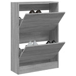 Schoenenkast 80X21X87,5 Cm Bewerkt Hout Eikenkleur Grijs Sonoma