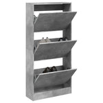 Schoenenkast 80X21X87,5 Cm Bewerkt Hout Betongrijs