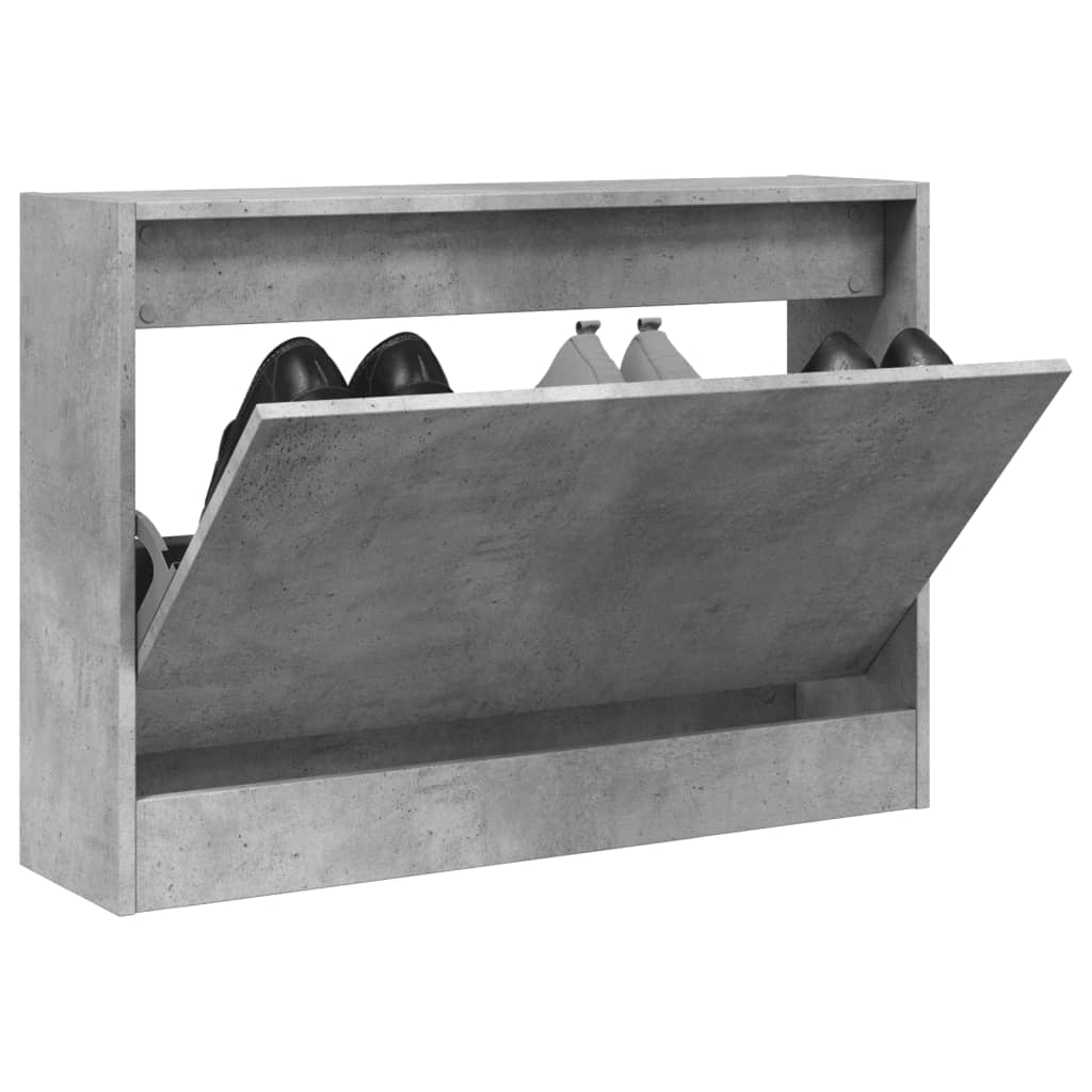 Schoenenkast 80X21X87,5 Cm Bewerkt Hout Betongrijs