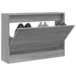 Schoenenkast 80X21X87,5 Cm Bewerkt Hout Eikenkleur Grijs Sonoma