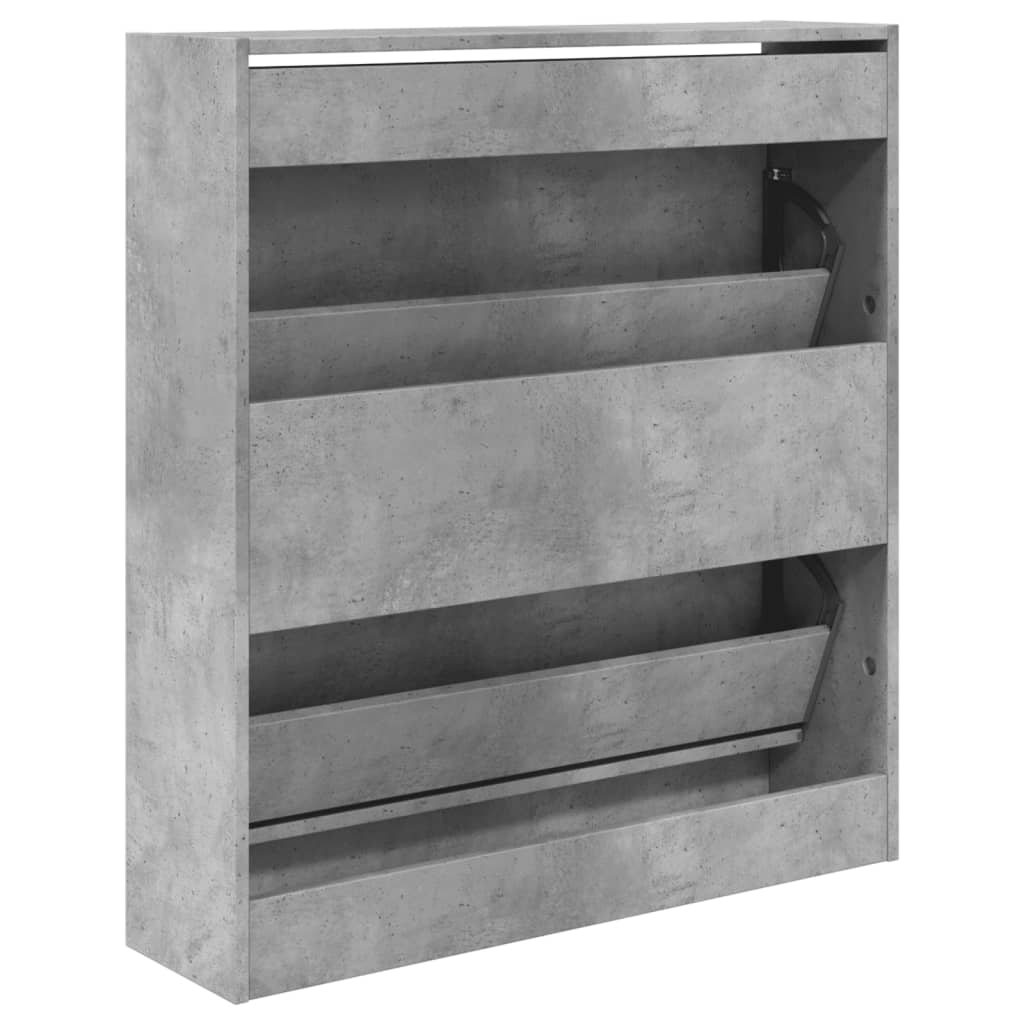 Schoenenkast 80X21X87,5 Cm Bewerkt Hout Betongrijs