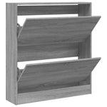 Schoenenkast 80X21X87,5 Cm Bewerkt Hout Eikenkleur Grijs Sonoma