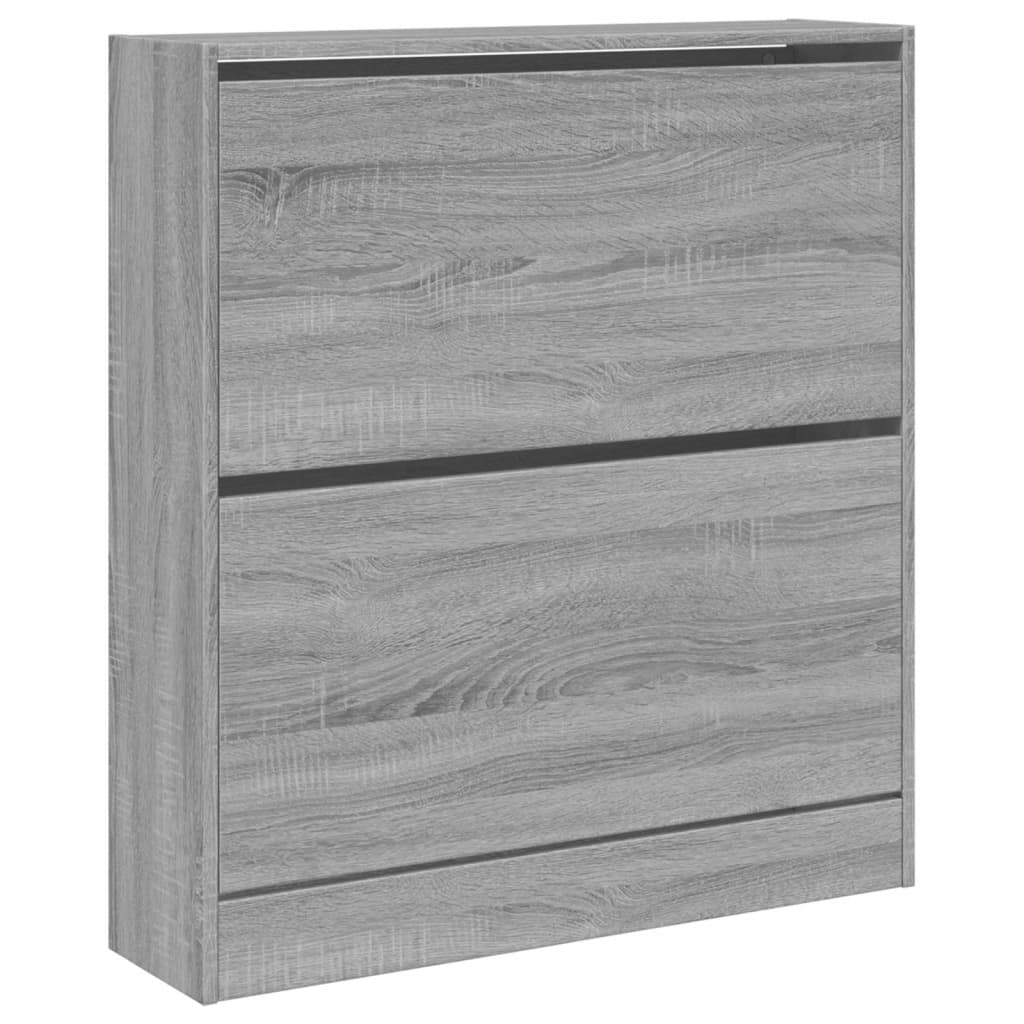 Schoenenkast 80X21X87,5 Cm Bewerkt Hout Eikenkleur Grijs Sonoma