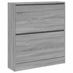 Schoenenkast 80X21X87,5 Cm Bewerkt Hout Eikenkleur Grijs Sonoma