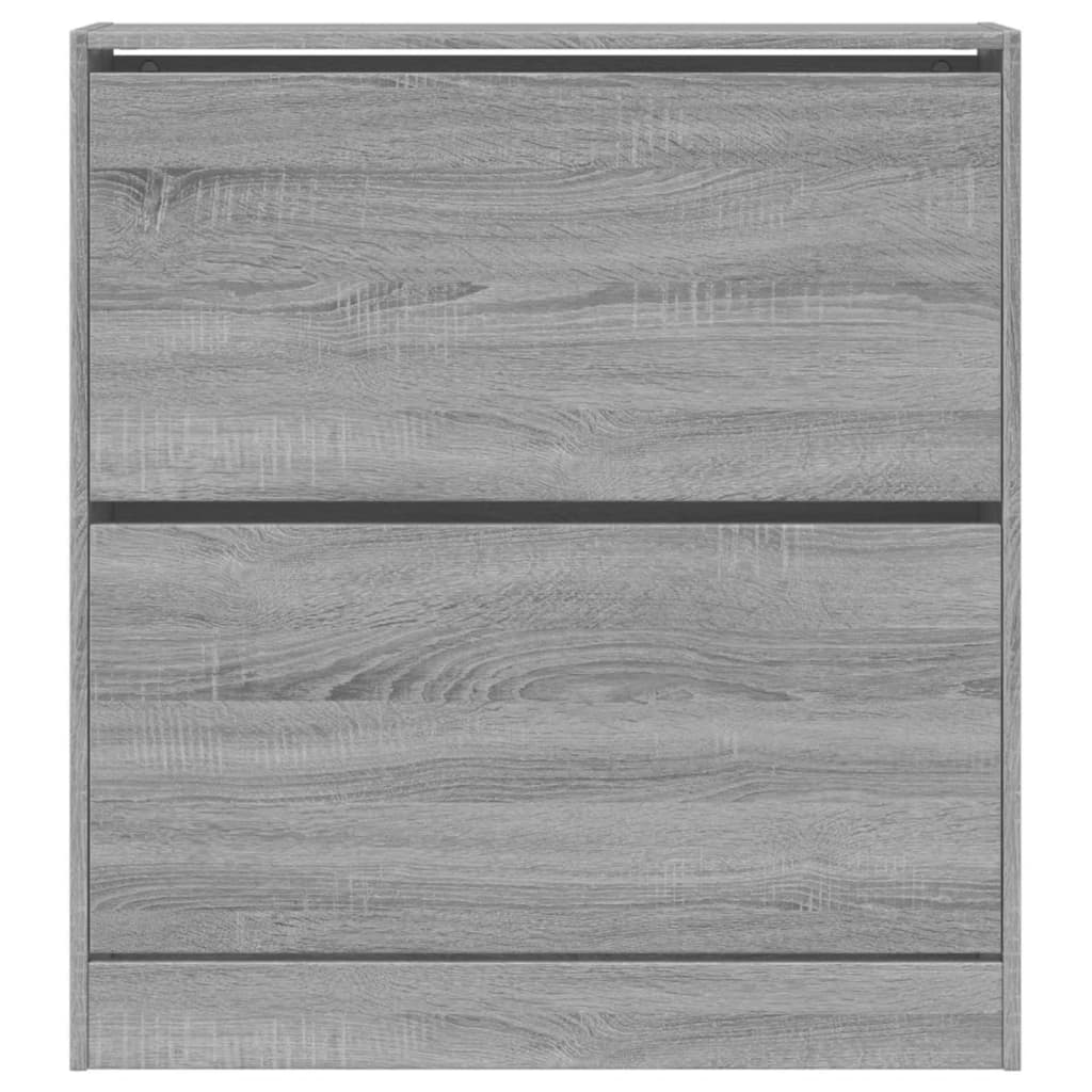 Schoenenkast 80X21X87,5 Cm Bewerkt Hout Eikenkleur Grijs Sonoma