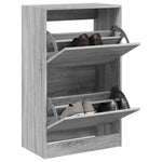 Schoenenkast 80X21X87,5 Cm Bewerkt Hout Eikenkleur Grijs Sonoma