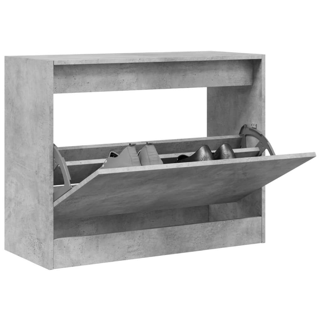 Schoenenkast 80X21X87,5 Cm Bewerkt Hout Betongrijs