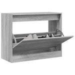 Schoenenkast 80X21X87,5 Cm Bewerkt Hout Eikenkleur Grijs Sonoma