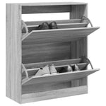 Schoenenkast 80X21X87,5 Cm Bewerkt Hout Eikenkleur Grijs Sonoma