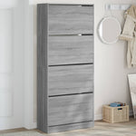 Schoenenkast 80X21X87,5 Cm Bewerkt Hout Eikenkleur Grijs Sonoma