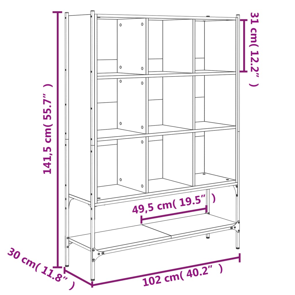 Boekenkast 102X30X141,5 Cm Bewerkt Hout