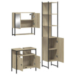 3-Delige Badkamermeubelset Bewerkt Hout Kleurig