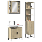 3-Delige Badkamermeubelset Bewerkt Hout
