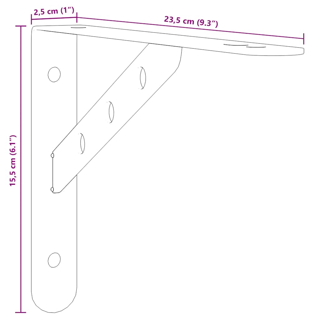 Plankdragers 4 St 23,5X2,5X15,5 Cm Roestvrijstaal Kleurig