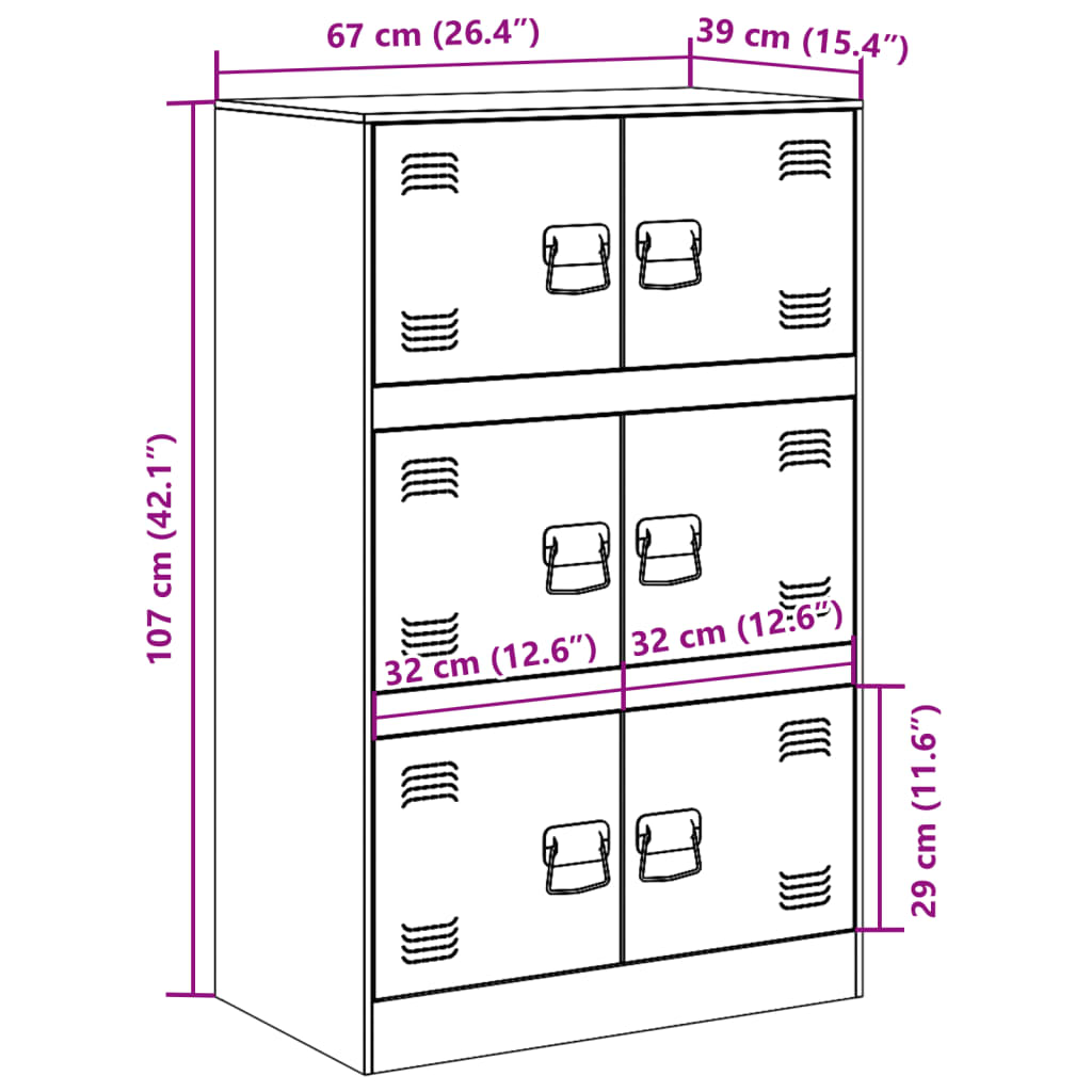 Dressoir 67X39X107 Cm Staal