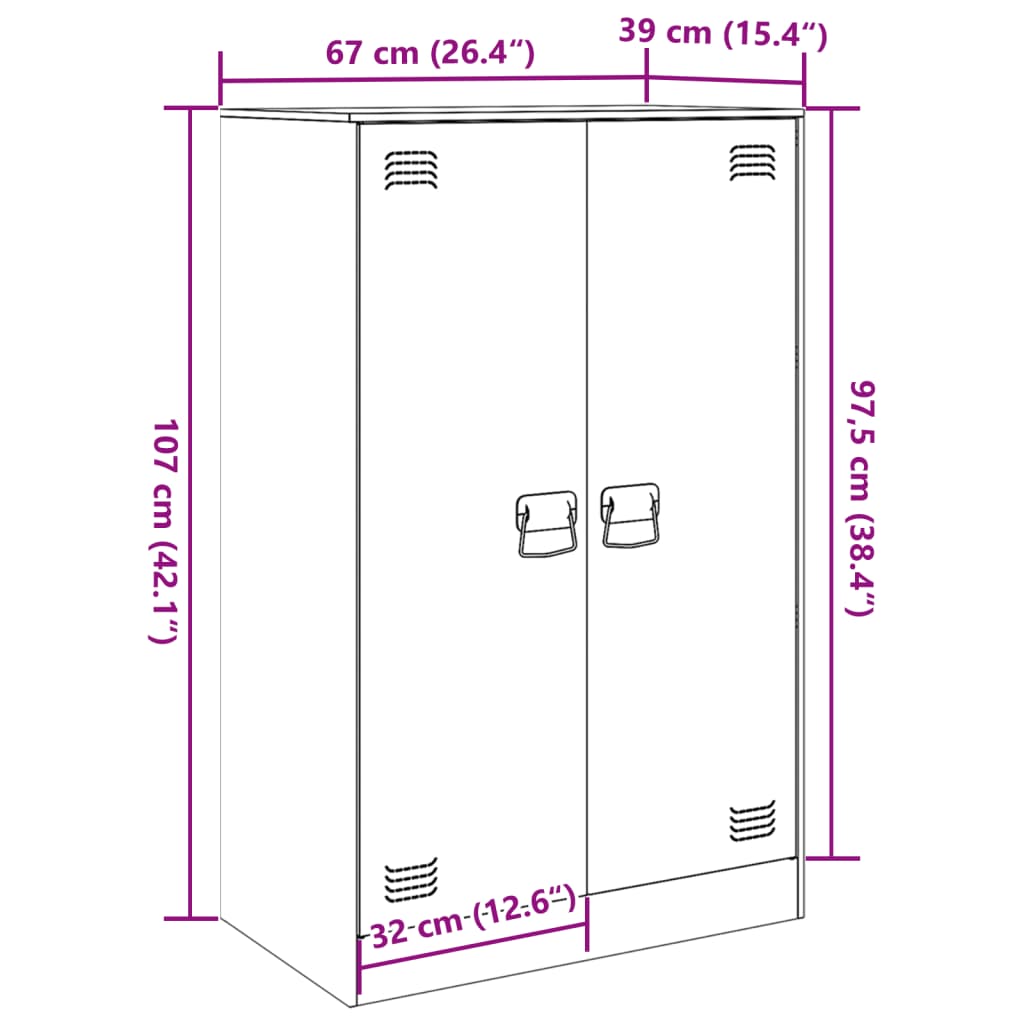 Dressoir 67X39X107 Cm Staal