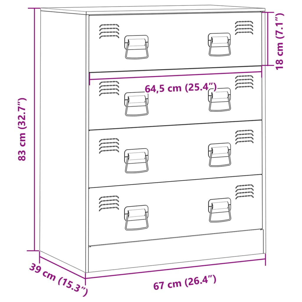 Dressoir 67X39X83 Cm Staal