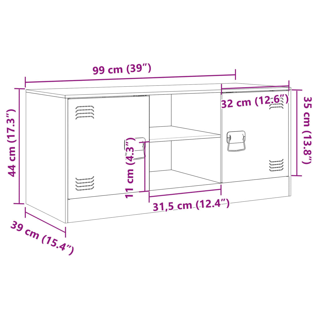 Tv-Meubel 99X39X44 Cm Staal