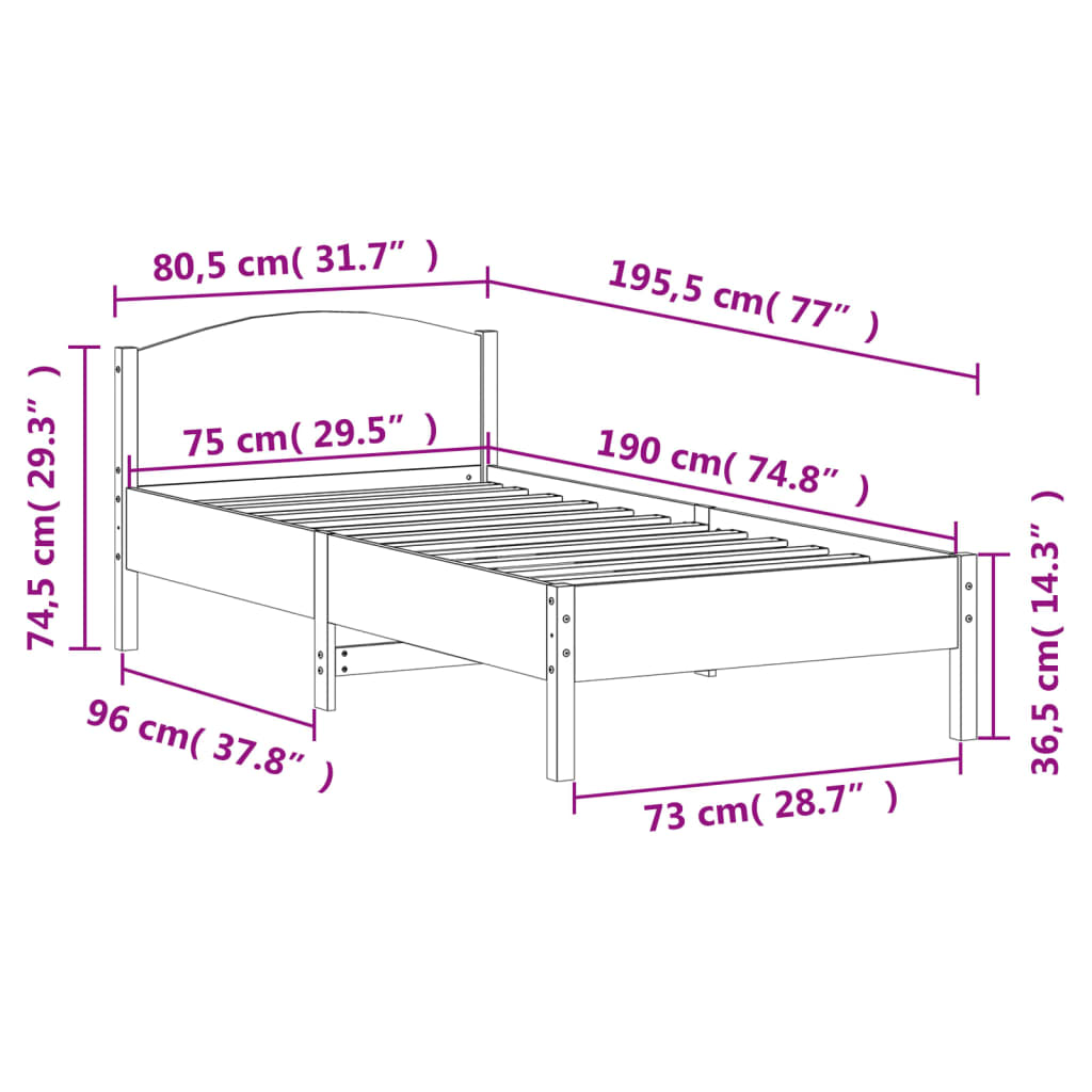 Bedframe Zonder Matras Massief Grenenhout