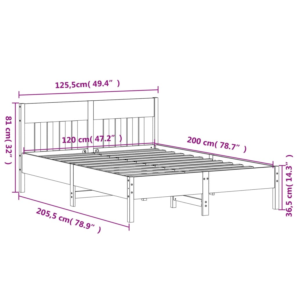 Bedframe Zonder Matras Massief Grenenhout