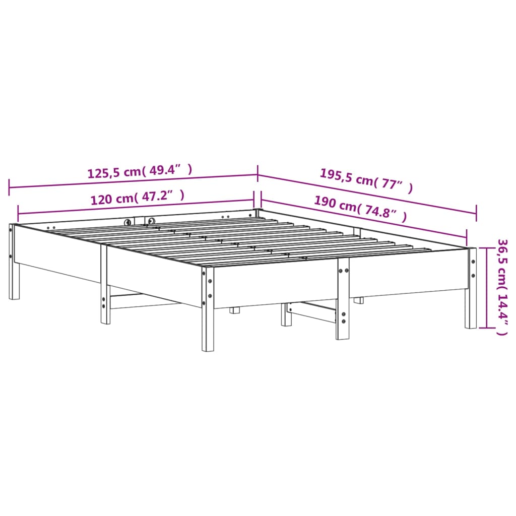 Bedframe Zonder Matras Massief Grenenhout