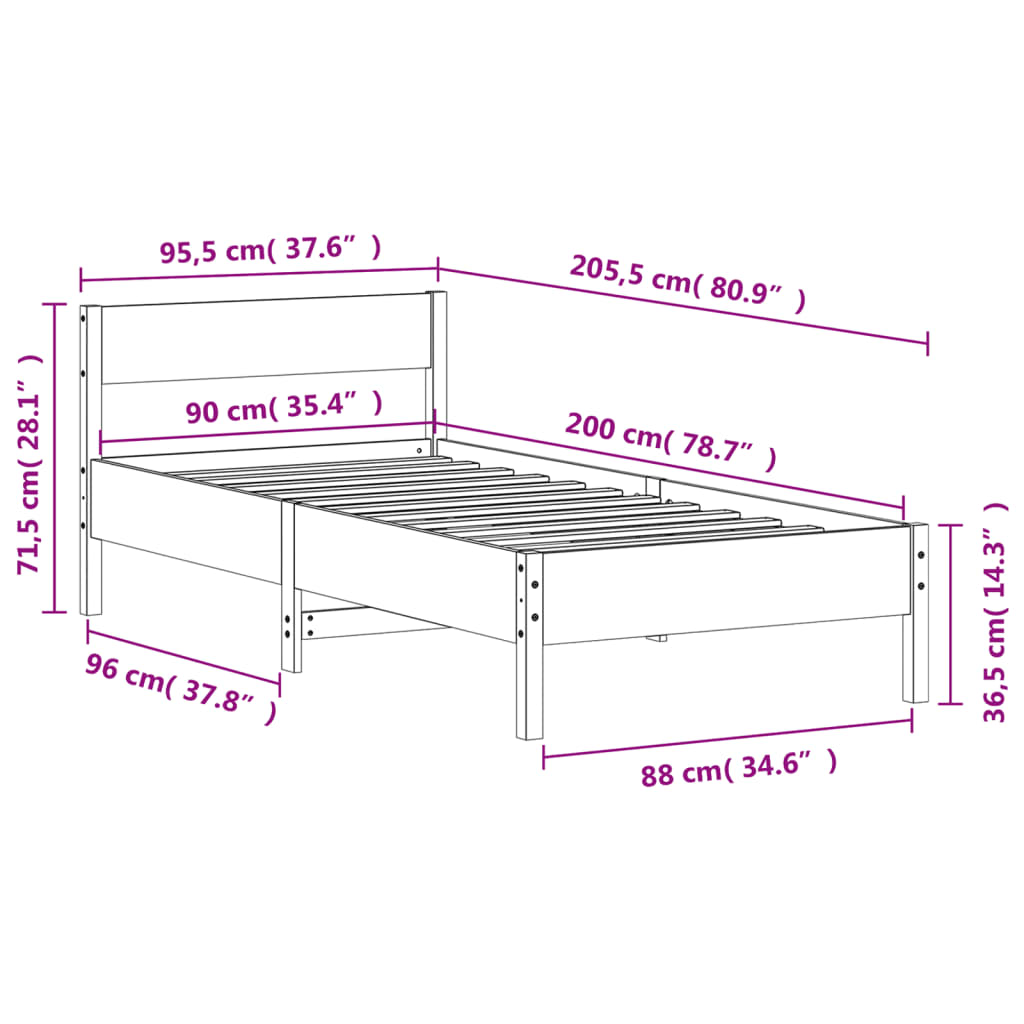 Bedframe Zonder Matras Massief Grenenhout