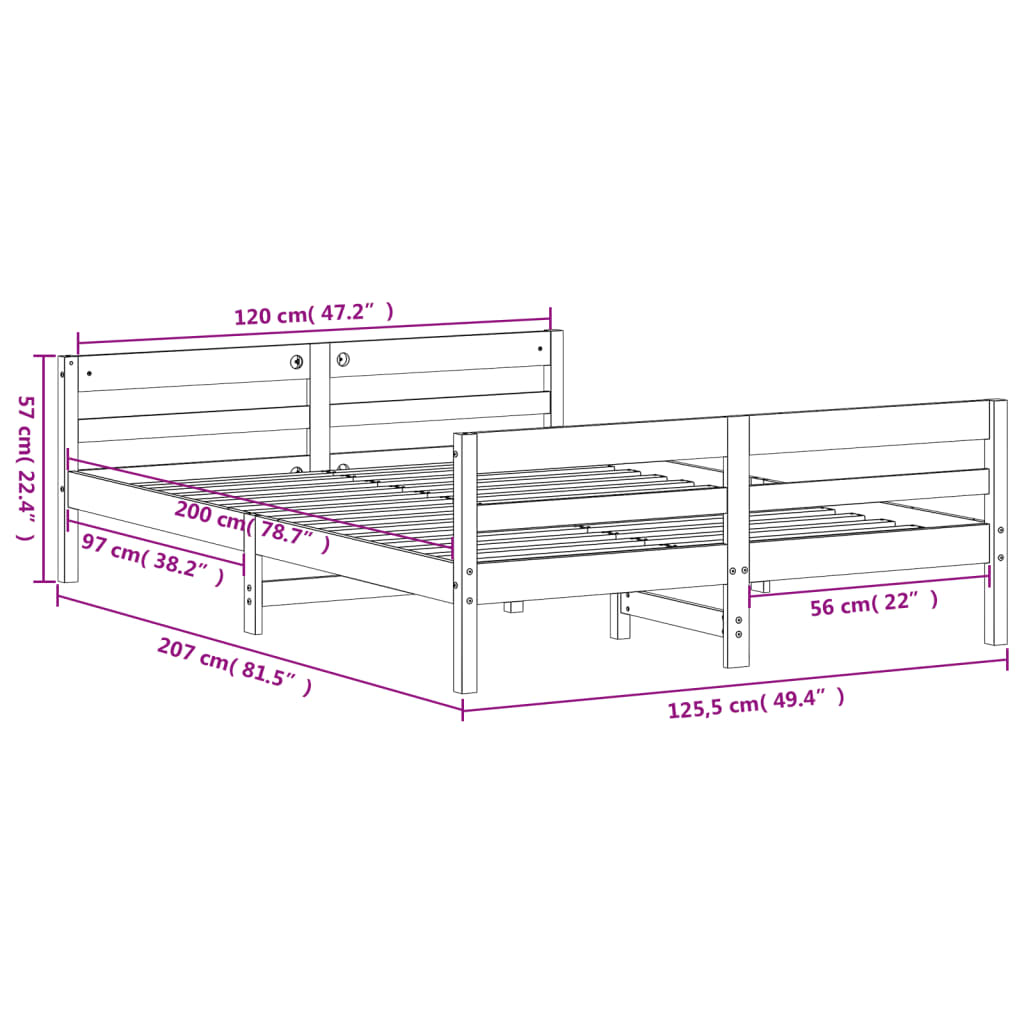 Bedframe Zonder Matras Massief Grenenhout