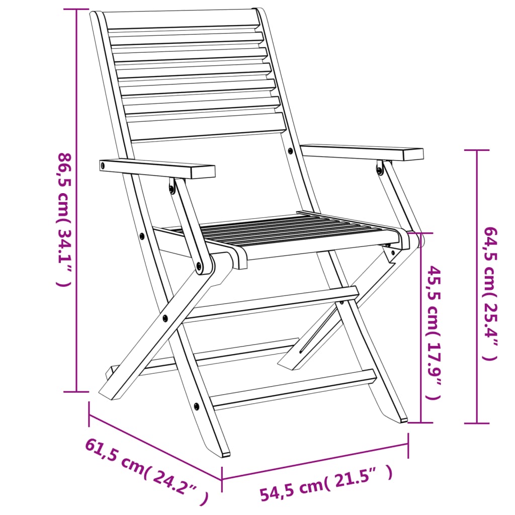 Tuinstoelen 4 St Inklapbaar 54,5X61,5X86,5 Cm Acaciahout