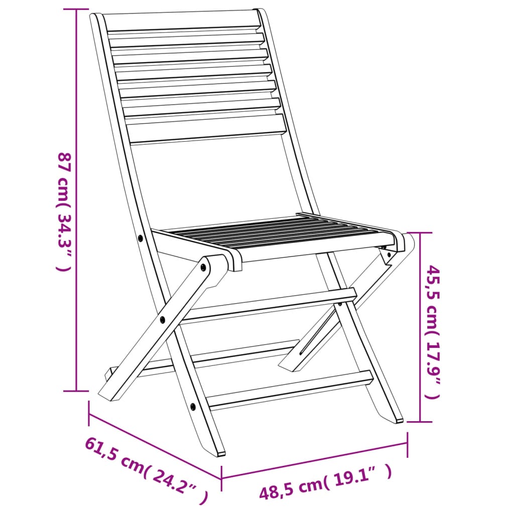 Tuinstoelen 2 St Inklapbaar 48,5X61,5X87 Cm Massief Acaciahout