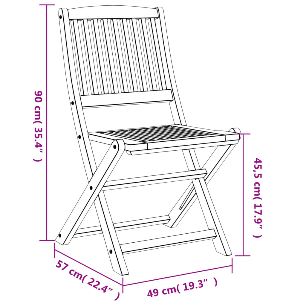 Tuinstoelen 4 St Inklapbaar 57X49X90 Cm Massief Acaciahout