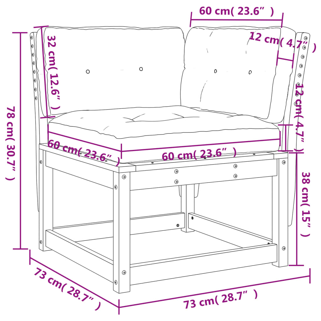 Tuinhoekbank 73X73X78 Cm Massief Grenenhout