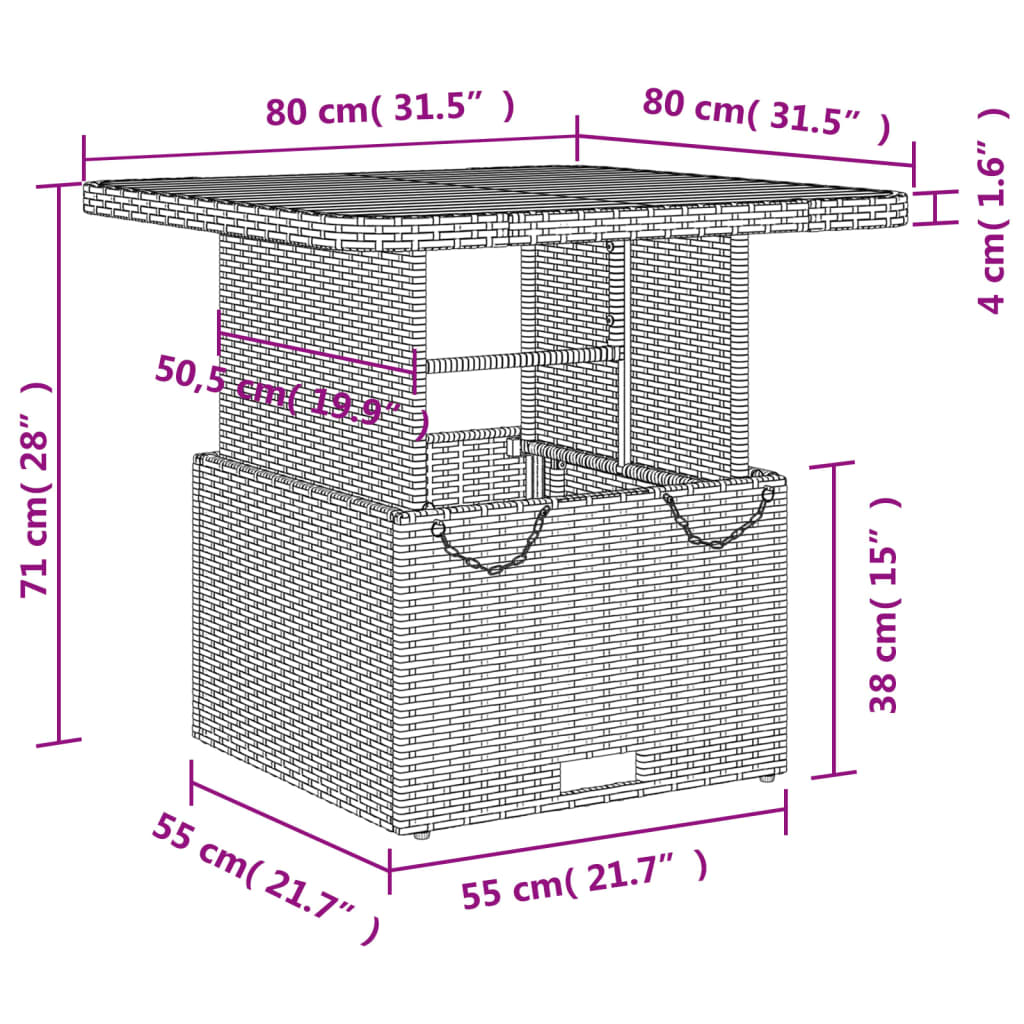 Tuintafel Poly Rattan En Acaciahout