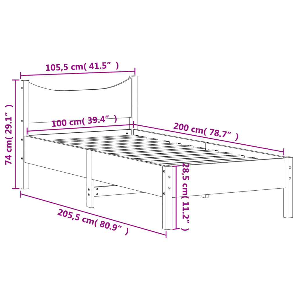 Bedframe Zonder Matras Massief Grenenhout