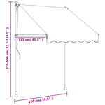 Luifel Uittrekbaar 150X150 Cm Stof En Staal Crèmekleurig