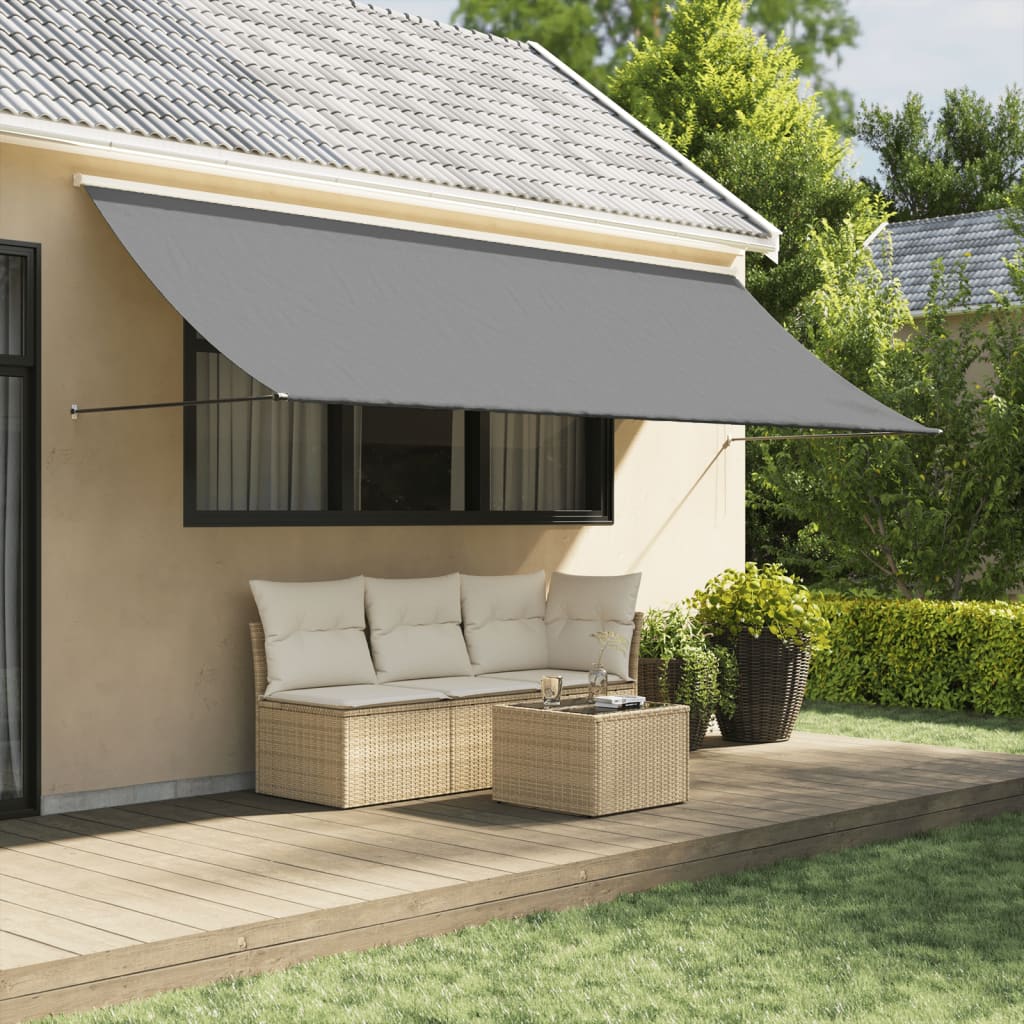 Luifel Uittrekbaar 400X150 Cm Stof En Staal Antracietkleurig
