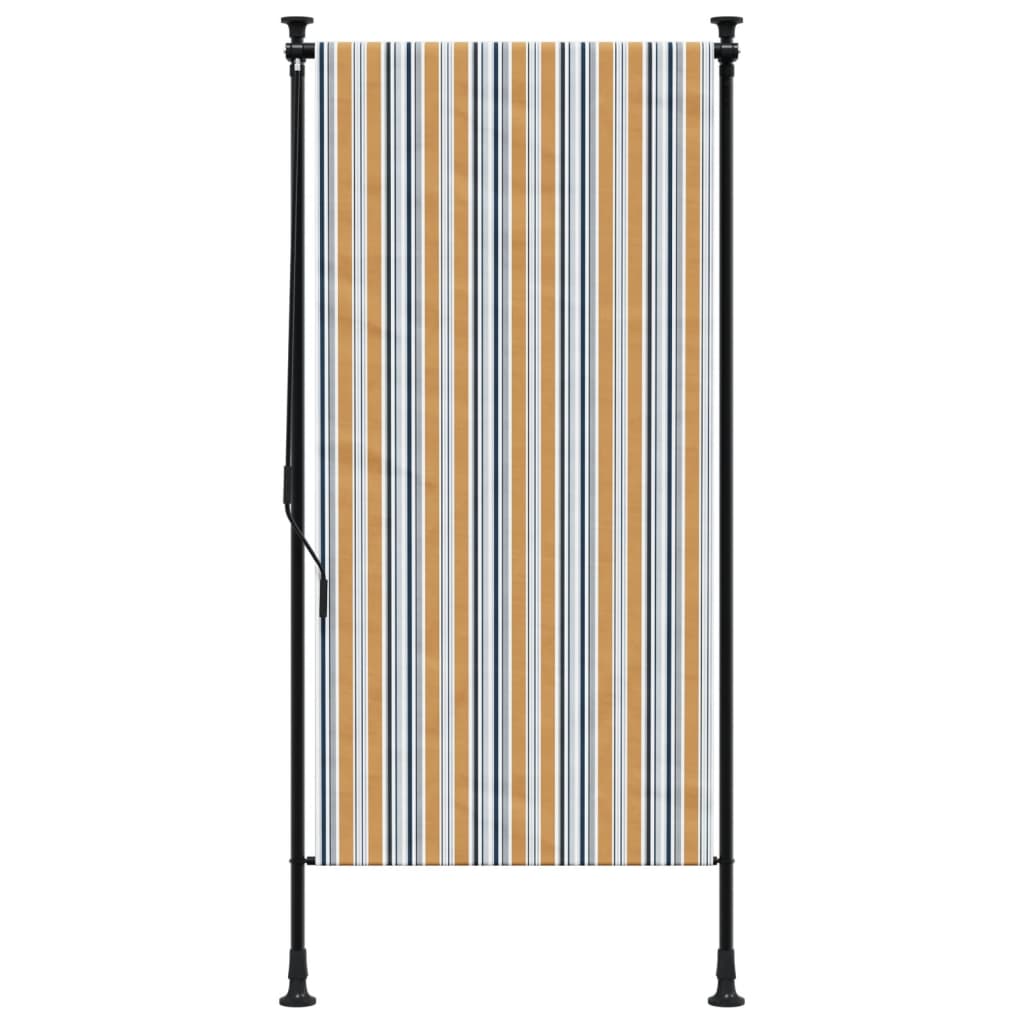 Rolgordijn Voor Buiten 100X270 Cm Stof En Staal Geel En Wit